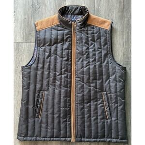 Alan Flusser Rustic Quilted Gray Brown Corduroy Vest Jacket Mens XL